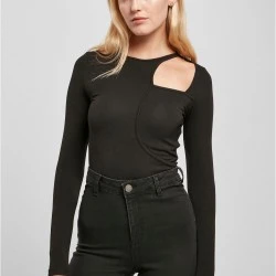 Дамско боди с дълъг ръкав в черен цвят Urban Classics  Cut Out Longsleeve