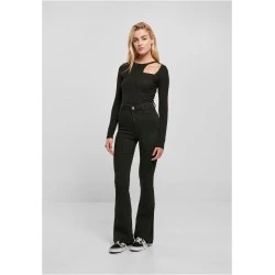 Дамско боди с дълъг ръкав в черен цвят Urban Classics  Cut Out Longsleeve
