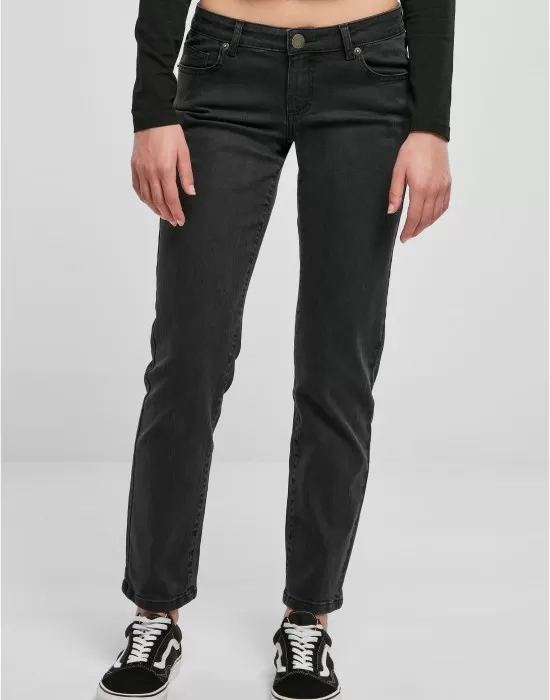 Дамски дънки с ниска талия в черен цвят Urban Classics Ladies Denim Pants, Дънки - Hoodstyle.bg