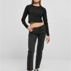 Дамски дънки с ниска талия в черен цвят Urban Classics Ladies Denim Pants