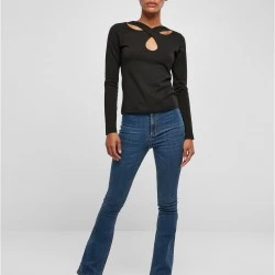 Дамска блуза в черен цвят Urban Classics Crossed Cut Out
