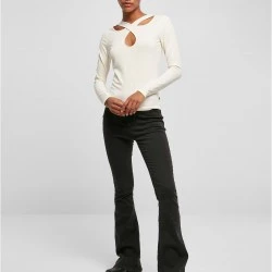 Дамска блуза в цвят екрю Urban Classics Crossed Cut Out