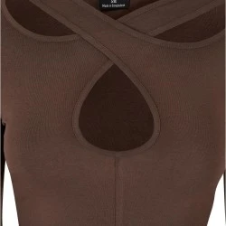 Дамска блуза в кафяв цвят Urban Classics Crossed Cut Out
