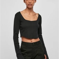 Дамска къса блуза с дълги ръкави в черен цвят Urban Classics Corsage Longsleeve