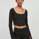 Дамска къса блуза с дълги ръкави в черен цвят Urban Classics Corsage Longsleeve, Блузи - Hoodstyle.bg