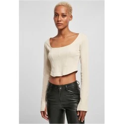 Дамска къса блуза с дълги ръкави в цвят екрю Urban Classics Corsage Longsleeve