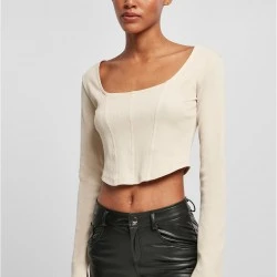 Дамска къса блуза с дълги ръкави в цвят екрю Urban Classics Corsage Longsleeve