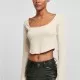 Дамска къса блуза с дълги ръкави в цвят екрю Urban Classics Corsage Longsleeve, Блузи - Hoodstyle.bg