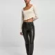 Дамска къса блуза с дълги ръкави в цвят екрю Urban Classics Corsage Longsleeve, Блузи - Hoodstyle.bg