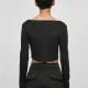 Дамска къса блуза с дълги ръкави в черен цвят Urban Classics Corsage Longsleeve, Блузи - Hoodstyle.bg