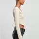Дамска къса блуза с дълги ръкави в цвят екрю Urban Classics Corsage Longsleeve, Блузи - Hoodstyle.bg