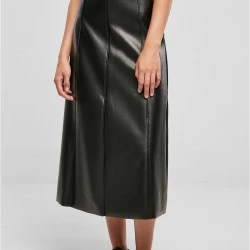 Дамска кожена пола в черен цвят Urban Classics Leather Midi Skirt