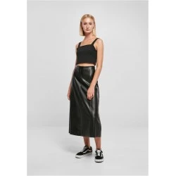 Дамска кожена пола в черен цвят Urban Classics Leather Midi Skirt