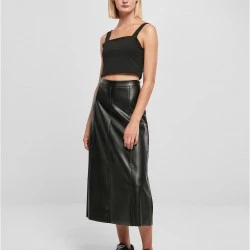 Дамска кожена пола в черен цвят Urban Classics Leather Midi Skirt