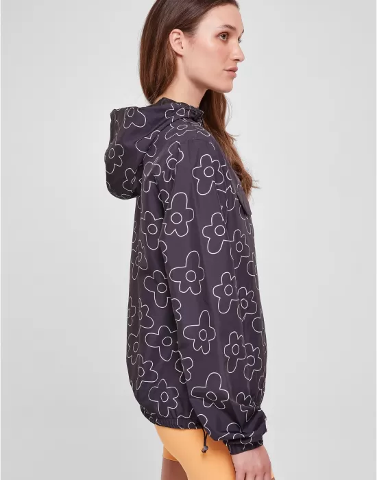 Дамска ветровка с качулка в тъмнолилав цвят Urban Classics Ladies AOP Jacket, Якета - Hoodstyle.bg