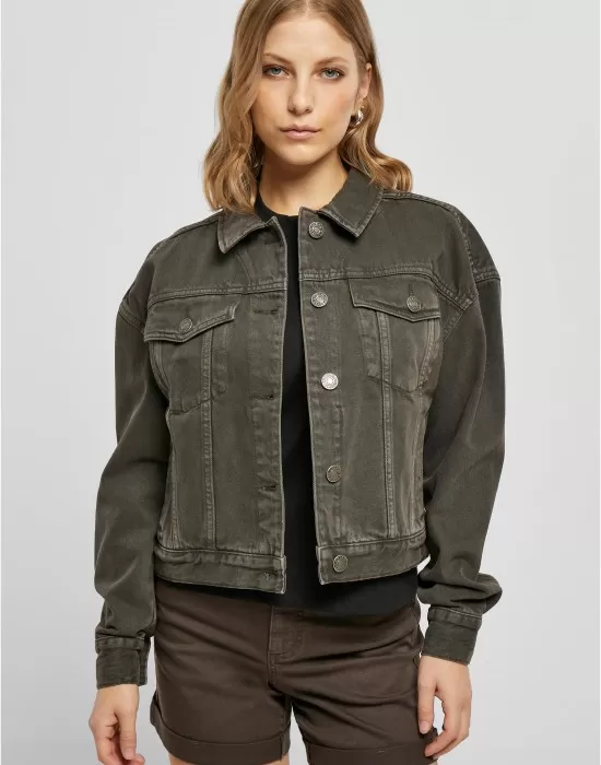 Дамско дънково яке в тъмносив цвят Urban Classics Denim Jacket, Якета - Hoodstyle.bg