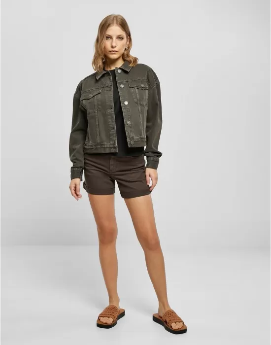 Дамско дънково яке в тъмносив цвят Urban Classics Denim Jacket, Якета - Hoodstyle.bg