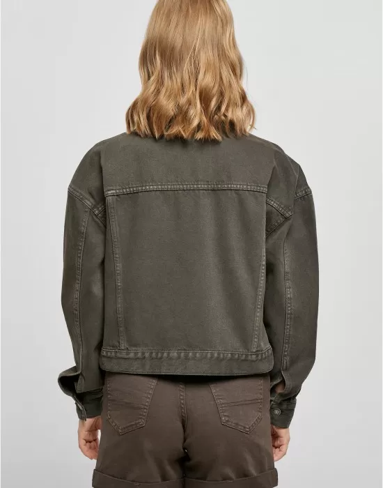 Дамско дънково яке в тъмносив цвят Urban Classics Denim Jacket, Якета - Hoodstyle.bg