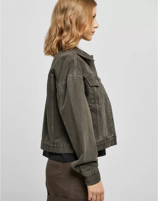 Дамско дънково яке в тъмносив цвят Urban Classics Denim Jacket, Якета - Hoodstyle.bg