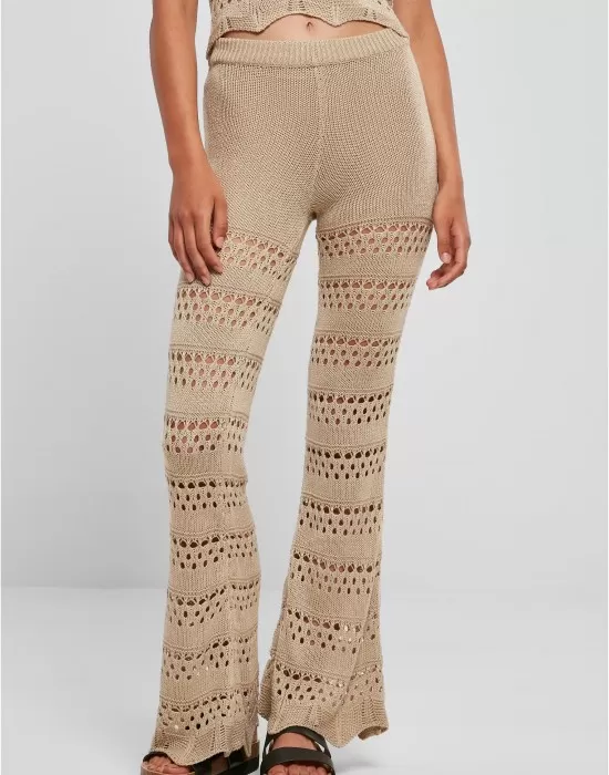 Дамски плетен панталон в бежов цвят Urban Classicss Knit Leggings, Панталони - Hoodstyle.bg