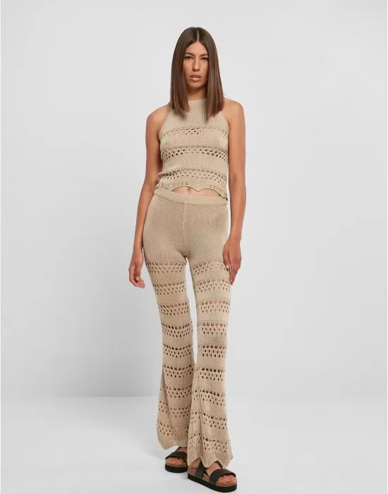 Дамски плетен панталон в бежов цвят Urban Classicss Knit Leggings, Панталони - Hoodstyle.bg