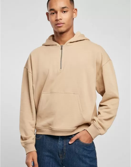 Мъжки суичър с качулка и цип в бежово Urban Classics Zip Hoody unionbeige, Суичъри - Hoodstyle.bg