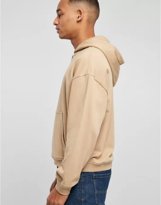 Мъжки суичър с качулка и цип в бежово Urban Classics Zip Hoody unionbeige, Суичъри - Hoodstyle.bg