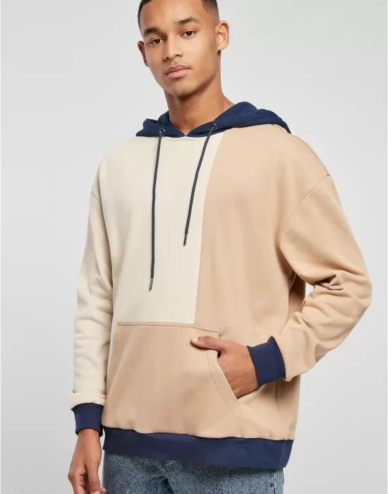 Мъжки суичър с качулка в цветен десен Urban Classics Color Hoody softseagrass/unionbeige, Суичъри - Hoodstyle.bg