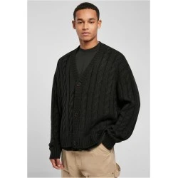 Мъжка плетена жилетка в черен цвят Urban Classics Boxy Cardigan