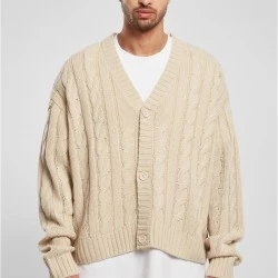 Мъжка плетена жилетка в бежов цвят Urban Classics Boxy Cardigan