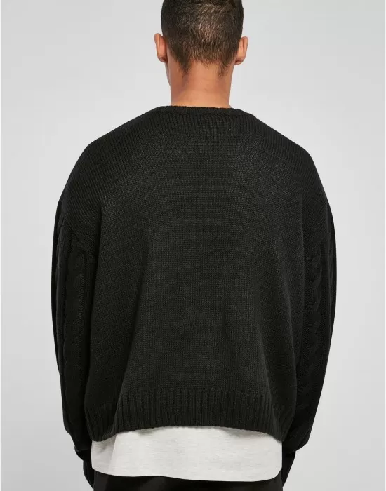Мъжки плетен пуловер в черен цвят Urban Classics Boxy Sweater, Блузи - Hoodstyle.bg