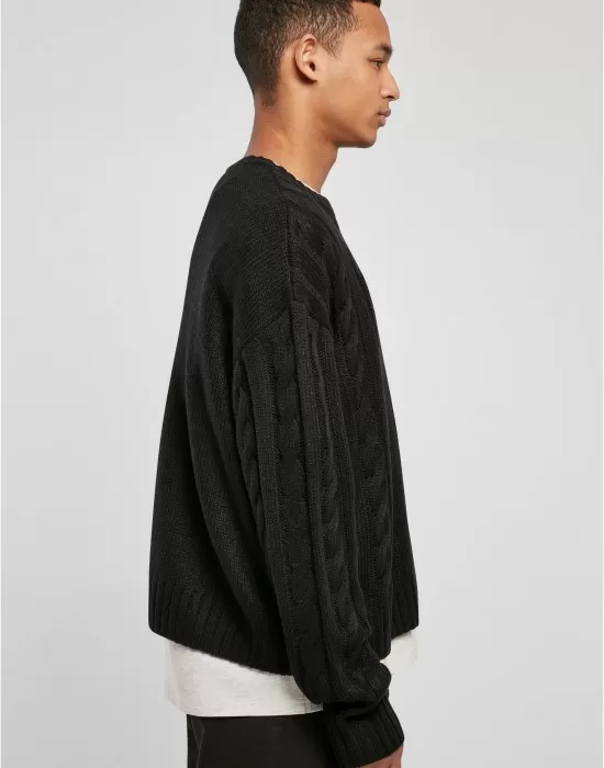 Мъжки плетен пуловер в черен цвят Urban Classics Boxy Sweater, Блузи - Hoodstyle.bg