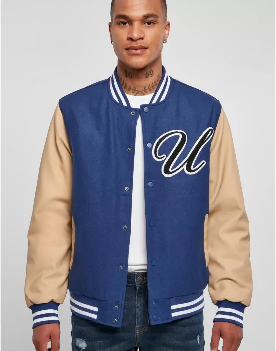 Мъжко колежанско яке в син цвят Urban Classics College Jacket, Зимни якета - Hoodstyle.bg