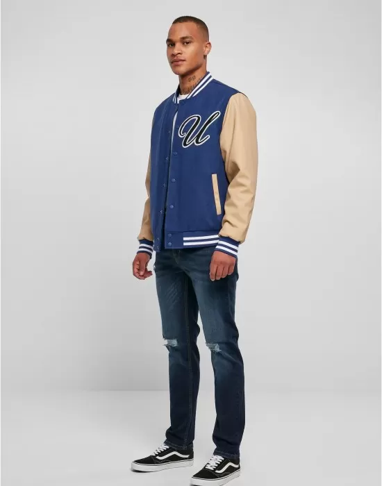 Мъжко колежанско яке в син цвят Urban Classics College Jacket, Зимни якета - Hoodstyle.bg