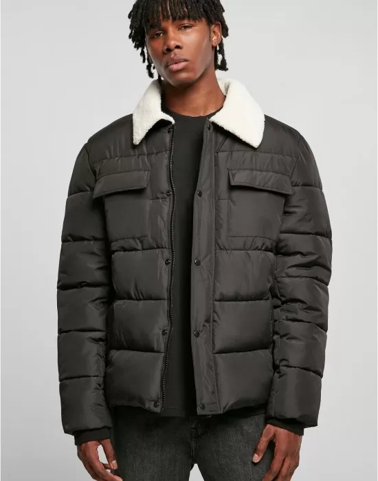 Мъжко зимно яке в черен цвят Urban Classics Sherpa Jacket, Зимни якета - Hoodstyle.bg