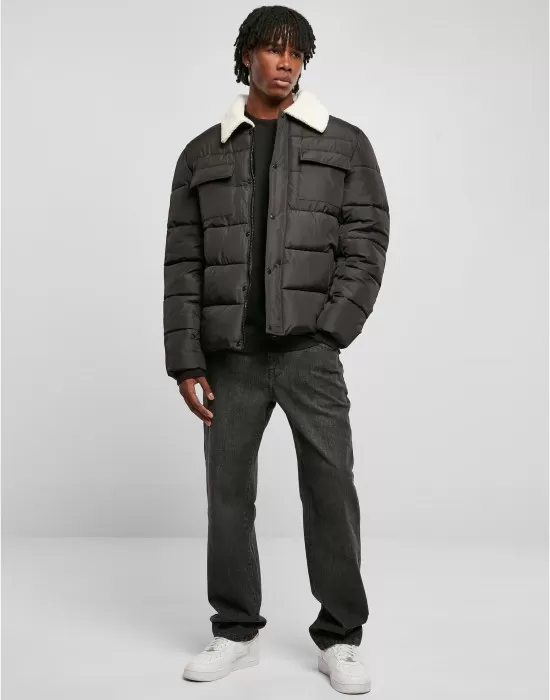 Мъжко зимно яке в черен цвят Urban Classics Sherpa Jacket, Зимни якета - Hoodstyle.bg
