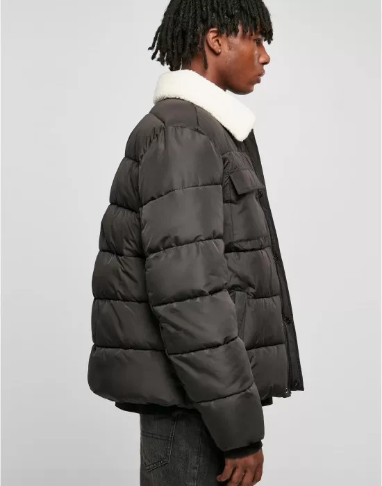 Мъжко зимно яке в черен цвят Urban Classics Sherpa Jacket, Зимни якета - Hoodstyle.bg