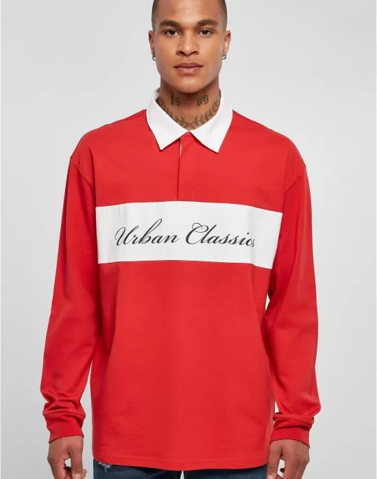Мъжка блуза с яка в червен цвят Urban Classics, Блузи - Hoodstyle.bg
