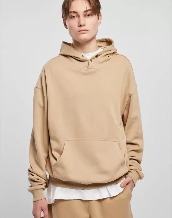 Мъжки суичър с качулка в бежов цвят Urban Classics Snap Hoody, Суичъри - Hoodstyle.bg