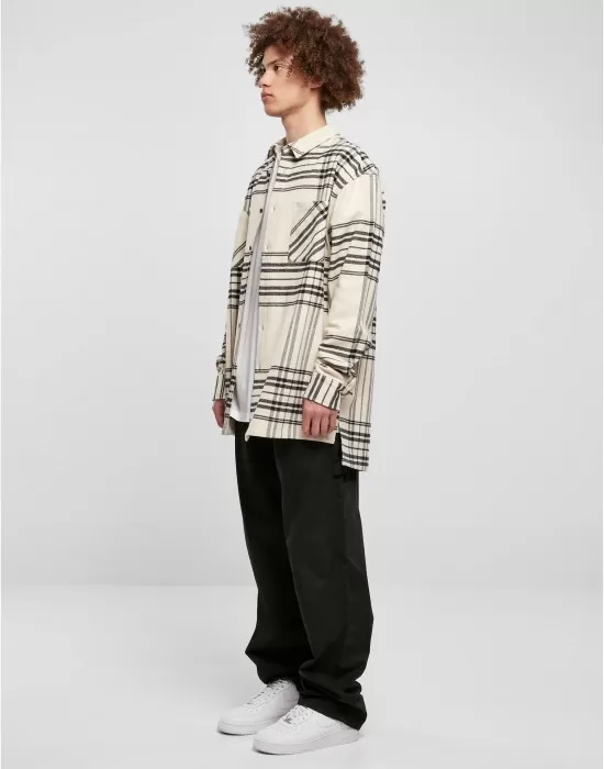 Мъжка карирана риза Urban Classics Long Shirt softseagrass, Ризи - Hoodstyle.bg