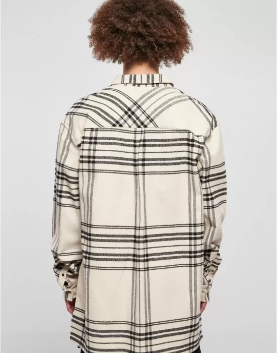 Мъжка карирана риза Urban Classics Long Shirt softseagrass, Ризи - Hoodstyle.bg