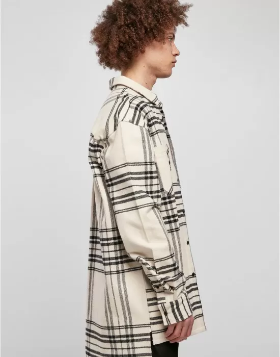 Мъжка карирана риза Urban Classics Long Shirt softseagrass, Ризи - Hoodstyle.bg