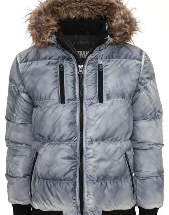 Мъжко зимно яке с пухена качулка Urban Classics denimblue, Зимни якета - Hoodstyle.bg