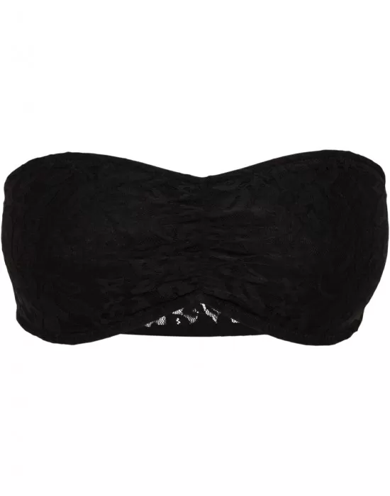 Дамски дантелен топ в черен цвят Urban Classics Ladies Laces Bandeau black, Жени - Hoodstyle.bg