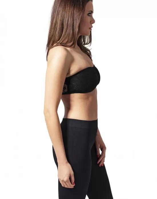 Дамски дантелен топ в черен цвят Urban Classics Ladies Laces Bandeau black, Жени - Hoodstyle.bg