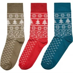 Три чифта коледни чорапи Urban Classics XMAS Pattern Socks