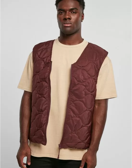 Мъжки елек в тъмночервен цвят Urban Classics Zipped Gilet, Горнища - Hoodstyle.bg