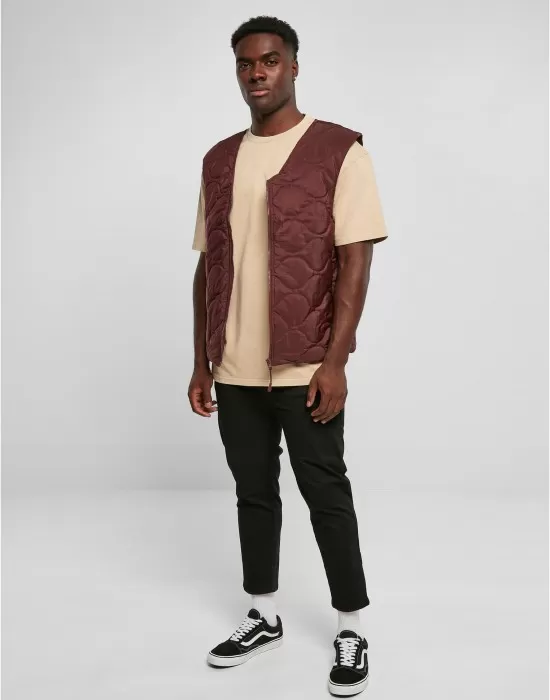 Мъжки елек в тъмночервен цвят Urban Classics Zipped Gilet, Горнища - Hoodstyle.bg