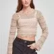Дамска къса плетена блуза с дълги ръкави в бежов цвят Urban Classics, Блузи - Hoodstyle.bg
