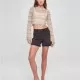 Дамска къса плетена блуза с дълги ръкави в бежов цвят Urban Classics, Блузи - Hoodstyle.bg